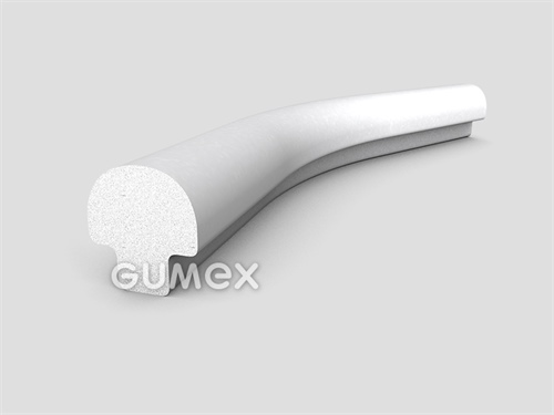 Silikónový mikroprofil tvaru hríbik, 23x21/10mm, hustota 450kg/m3, -60°C/+200°C, biely